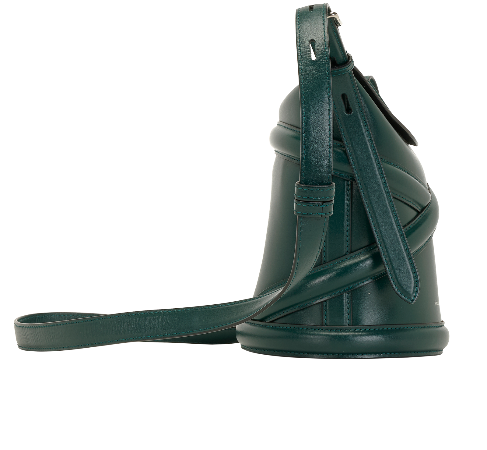 The Curve Bucket Bag, &pound;350, Handbags, Green, Leather, Side view